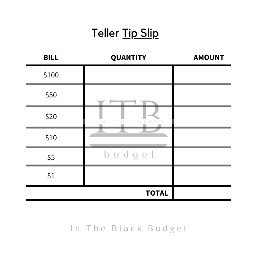 Teller Tip Slips